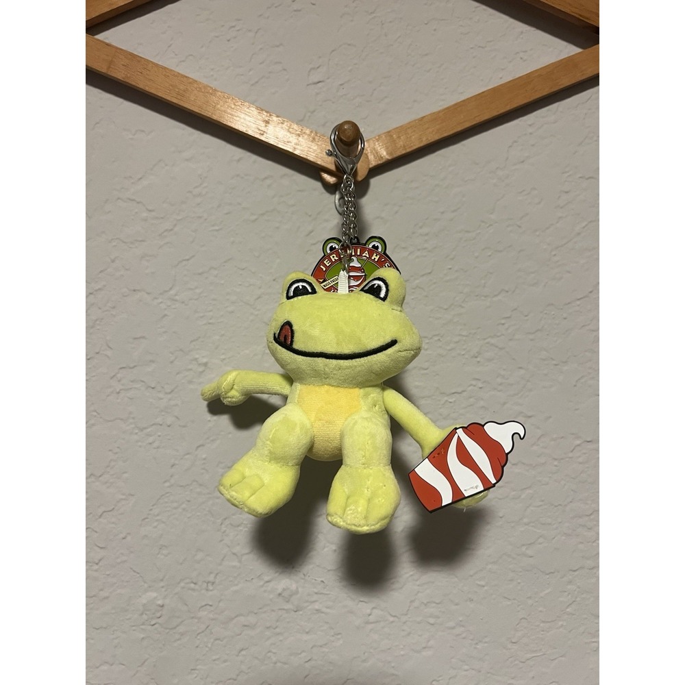 Jeremiah's Italian Ice 5" Plush Bullfrog Keychain W/Metal Logo Pendant - NWOT